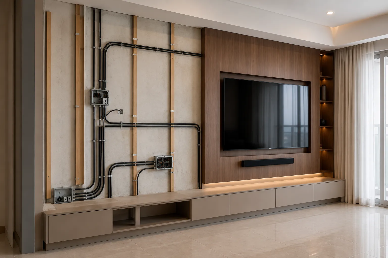 Cable Conduit Before Panelling